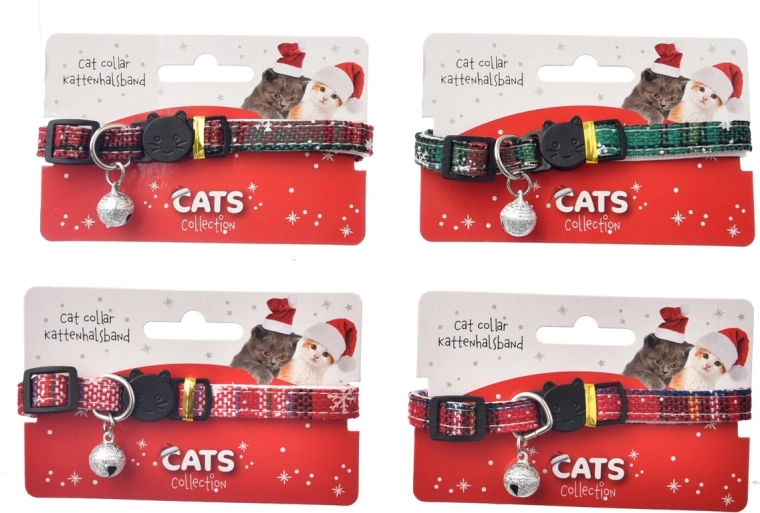 Collier de Noël pour chat en polyester avec clochette (mix de variantes)