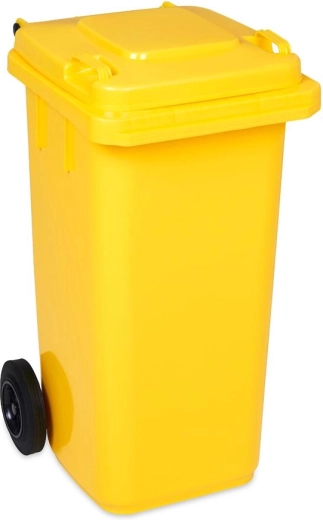 Plastic trash bin 120 l yellow for waste