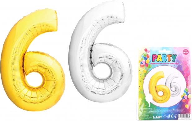 Oppustelig ballon formet som tallet 6