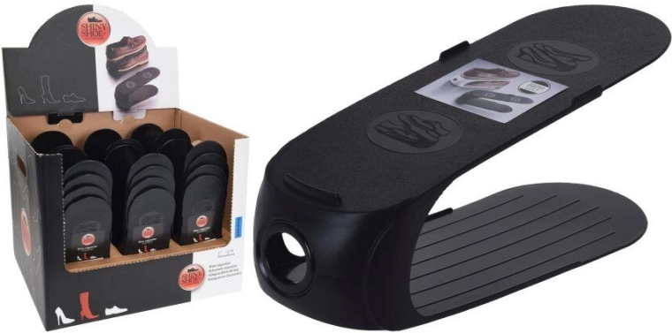 Plastic Shoe Organizer with Anti-Slip, Black