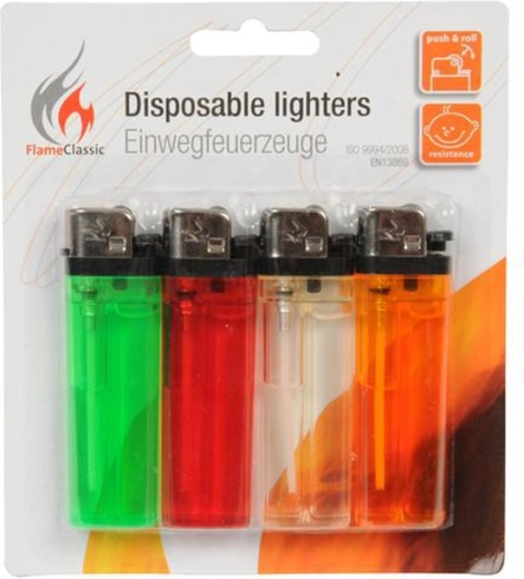 Accendini usa e getta – mix di colori, set da 4 pezzi