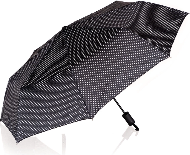 Składany parasol w kropki 52 cm – czarny