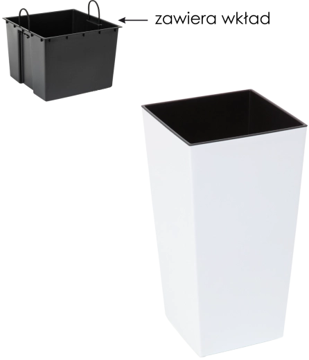 Cache-pot Finezja avec insert 19 × 19 cm blanc