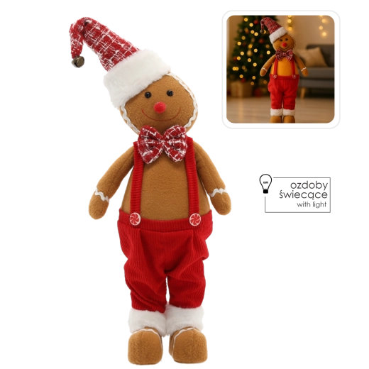 Christmas Gingerbread Boy with LED Lighting 55 cm