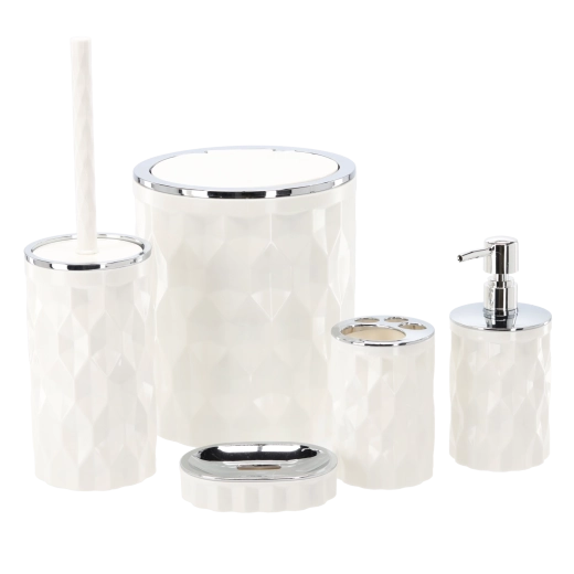 Set rotondo da bagno in 5 pezzi – bianco