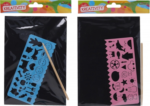 Gravure à gratter A5 avec pochoir et stylet