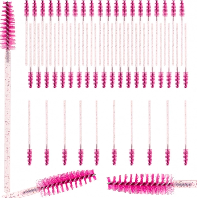 Sada spirálových kartáčků na řasy a obočí – 50 ks, růžové