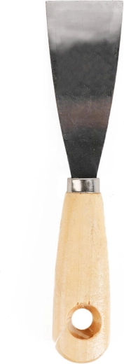 Rustfri kileformet spartel 40 mm med træhåndtag