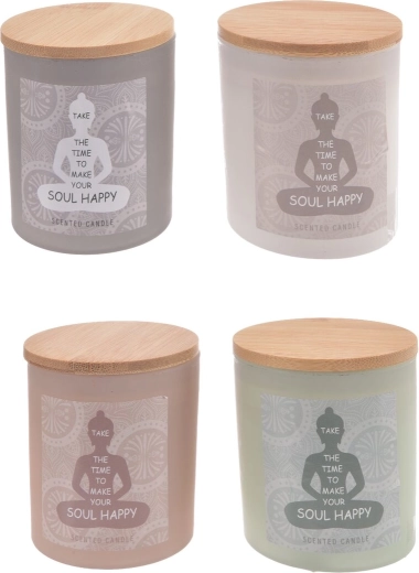 Duftlys i glas Buddha – 4 varianter