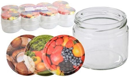 Vasetti per conserve 330 ml TWIST 82 con coperchi, mix di decorazioni (8 pz)