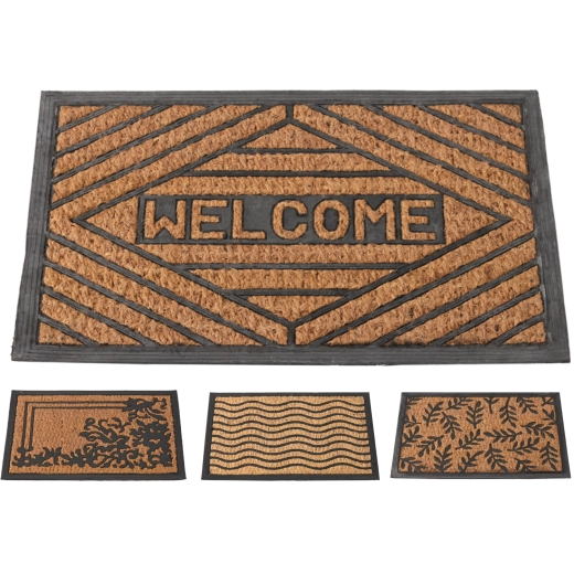 Kokosmåtte med gummibagside 40 × 60 cm, sort