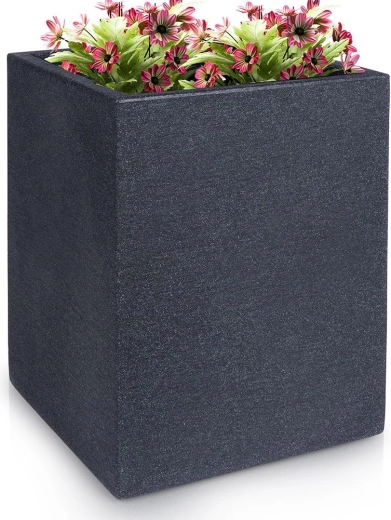 Pot de jardin en plastique carré anthracite 29 × 40 cm