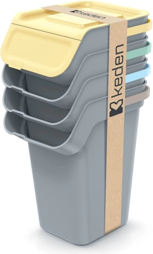 Set of Stackable Recycling Bins 4×25 L with Odor Filter