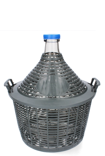 10 L Glass Demijohn with Narrow Neck in Plastic Basket