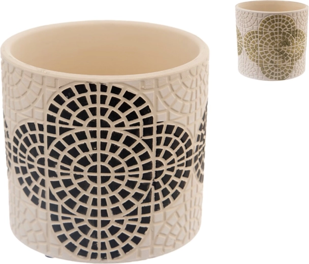Beige terracotta flower pot 14 × 14 × 13 cm (2 variants)