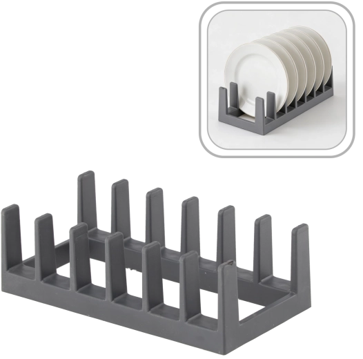 Support pour couvercles et assiettes, plastique gris 28 × 14,5 × 9 cm