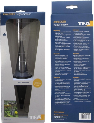 Pluviometro in plastica 12,2 × 30,5 cm con supporto