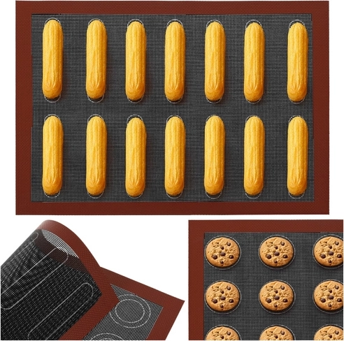 Tappetino da forno in silicone perforato 30 × 40 cm RUHHY, doppio lato, riutilizzabile