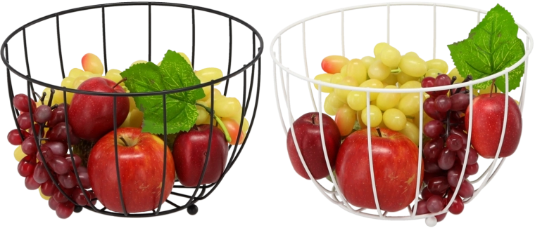Metal fruit basket 26 × 26 × 16.5 cm – black or white matte