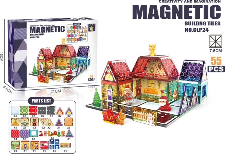 Magnetische bouwset kleurrijke huisjes (55 onderdelen)