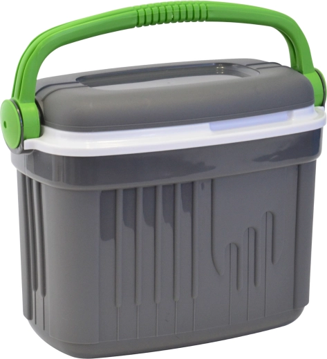 Tourist passive cooler bag 8 l KAMAI ICEBERG, dark grey with green handle