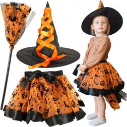 Kids Witch Costume 3‑piece Set Orange