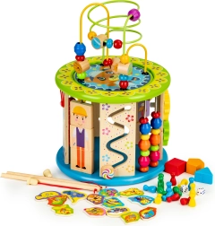cubo educativo in legno con giochi e pesca ECOTOYS