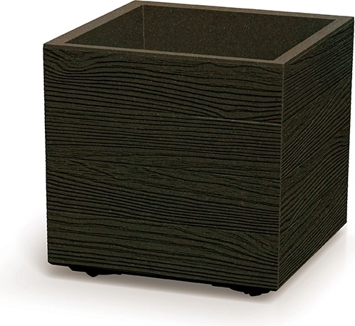 Vaso da fiori in plastica Madera Square Eco Wood 38,5 × 38,5 × 37 cm, color caffè