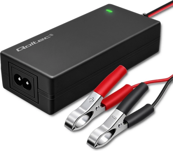 Qoltec Mikroprozessor-Ladegerät für AGM/GEL/STD-Akkus 12 V 4 A mit LED-Anzeige, Kabel 1,8 m