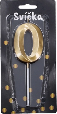 Bougie de fête dorée chiffre 0