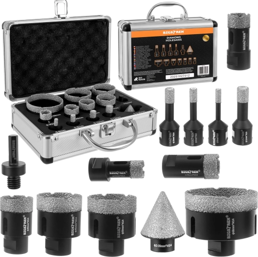 Bigstren diamond core drill bits 6–68 mm, 13-piece set