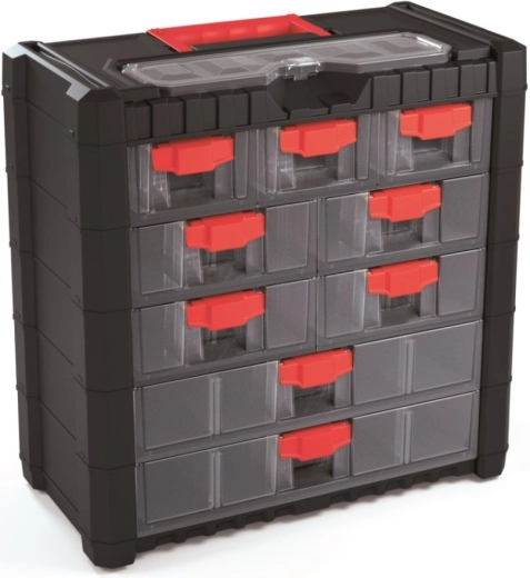 Plastowy wiszący organizer Multicase Cargo 400 × 200 × 392 mm, 9 szuflad