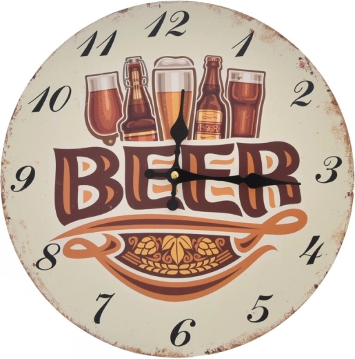 Horloge murale en bois Beer beige 34 cm