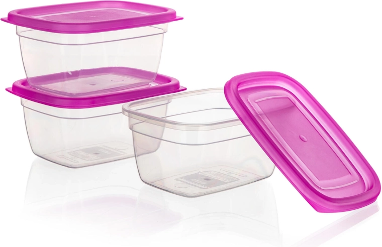 Set of plastic food containers 0.55 l – pink, 3 pcs