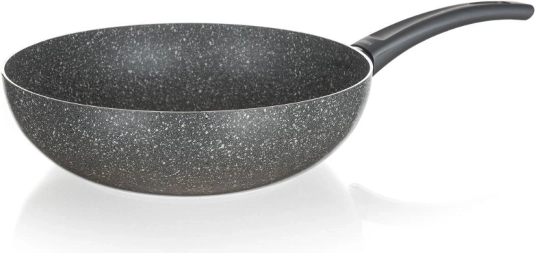 Wok 28 cm GRANITE avec revêtement antiadhésif, compatible induction