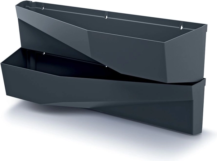 Sada vertikálních květináčů na zeď v antracitu GARDEN LONG WALL – 2 ks