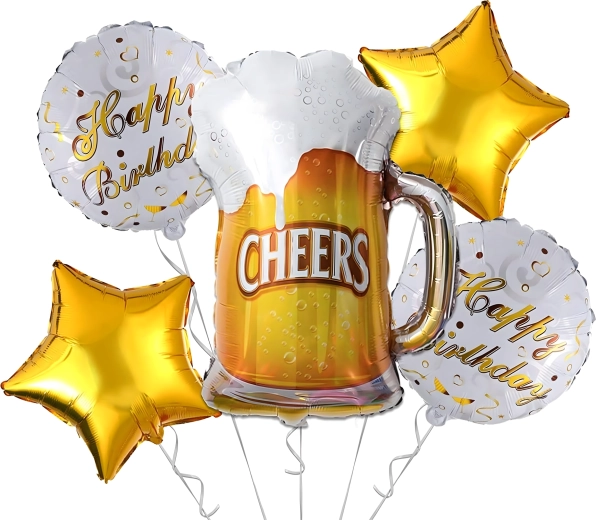 Cheers birthday balloon set – beer mug and stars