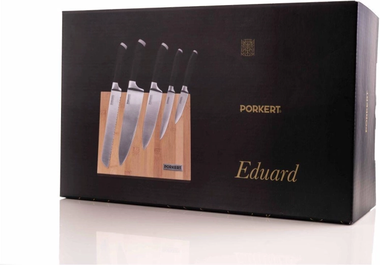 Set de couteaux de cuisine EDUARD 5 pcs avec bloc magnétique en bambou