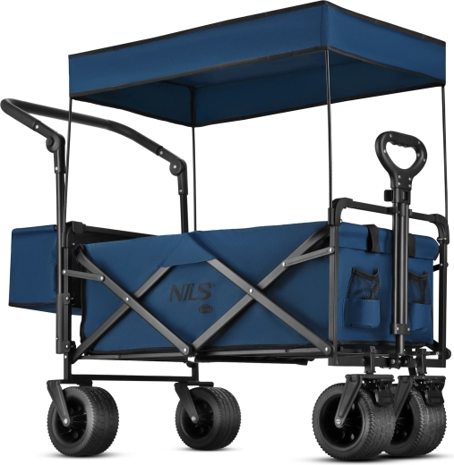 Folding camping cart with canopy NILS Camp, blue