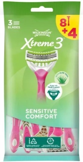Wilkinson Xtreme3 Comfort Sensitive rasoi usa e getta per donne 8+4