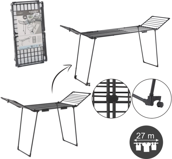 Diana clothes drying rack with two sock holders, adjustable length