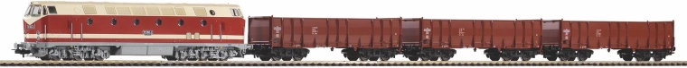 Coffret de départ Piko H0 avec locomotive diesel BR 119 et trois wagons hauts