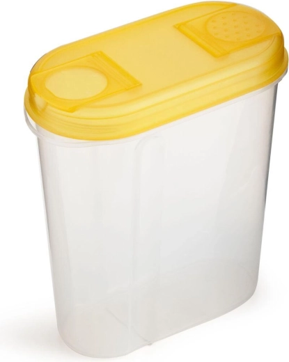 Contenitore in plastica per alimenti sfusi 2 l con coperchio dosatore, ovale