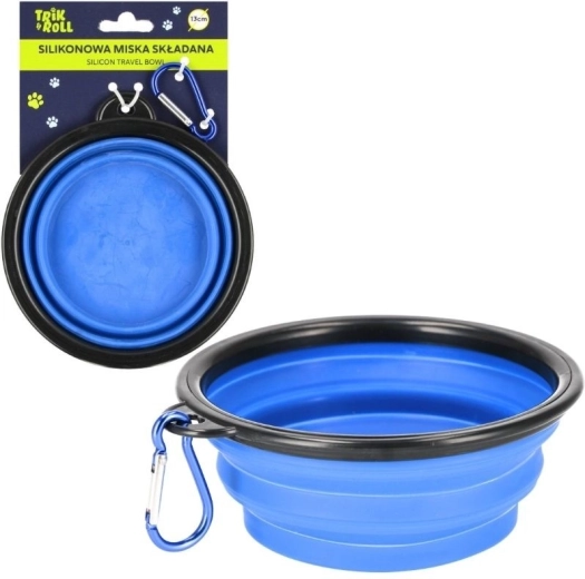 Ciotola pieghevole in silicone per cane e gatto blu