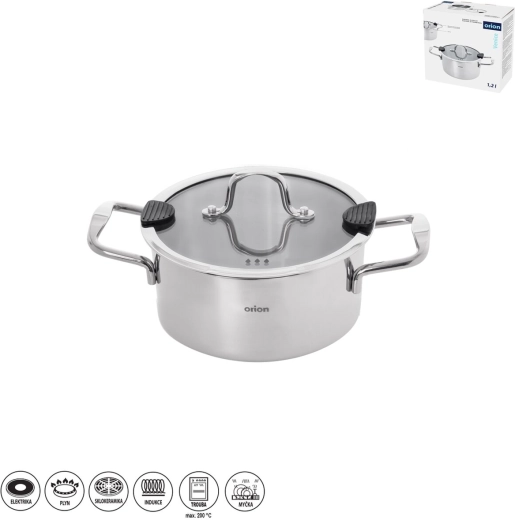 Casserole en inox Venice 1,2 l avec couvercle en verre