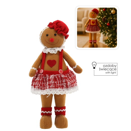 Christmas Gingerbread Doll with LED Light 46 cm