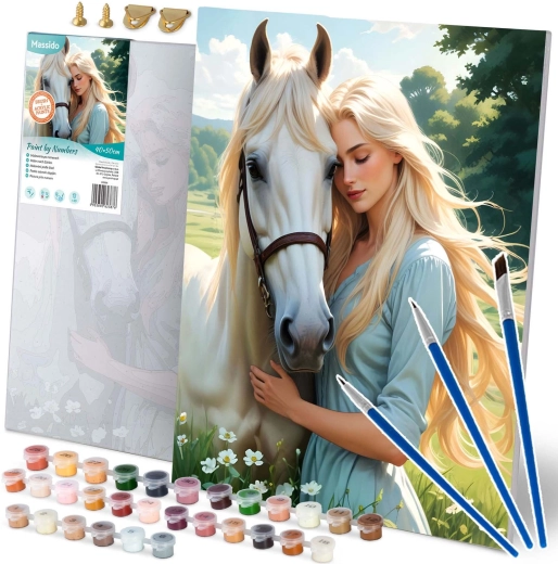 Paint by Numbers 40×50 cm – Portrait of a Woman with a Horse Massido