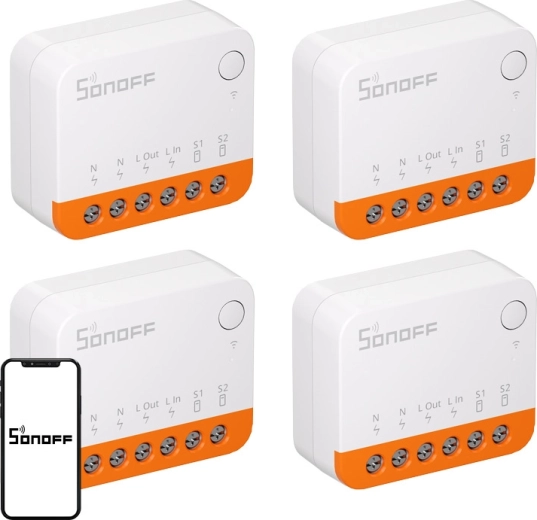 Sonoff MINIR4 Extreme slimme Wi‑Fi-schakelaar (set van 4 stuks)
