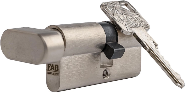 Bezpečnostní cylindrická vložka s knoflíkem FAB 3 HOME 30/35, nikl, 6 klíčů, 3. třída