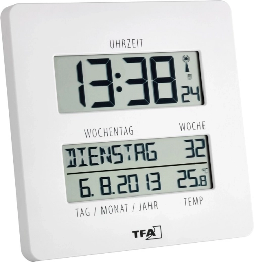 TFA TimeLine radio-controlled digital clock – white